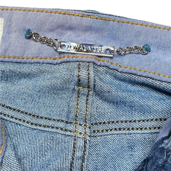 Jeans LOYAL MUSE UPCYCLED Sz 8 Reg Embroidery Butterfly Patches LOVE Rainbow 🌈 - Picture 11 of 14